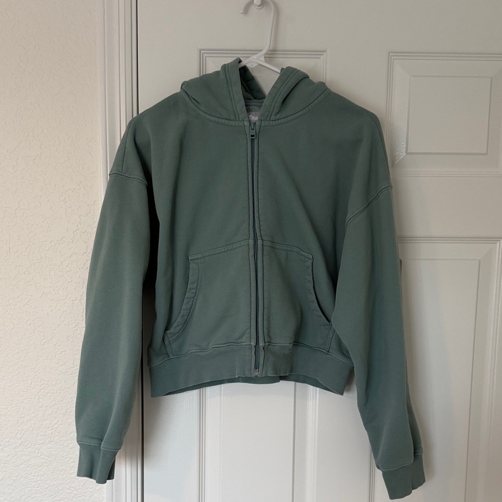 TNA Green Zip-Up Hoodie Jacket
